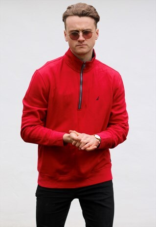 NAUTICA 1/4 ZIP USA LUST RED SWEATSHIRT