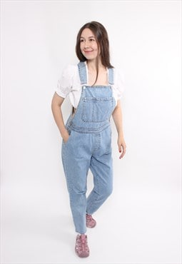 90s denim jumpsuit in blue, vintage one piece jeans overall 