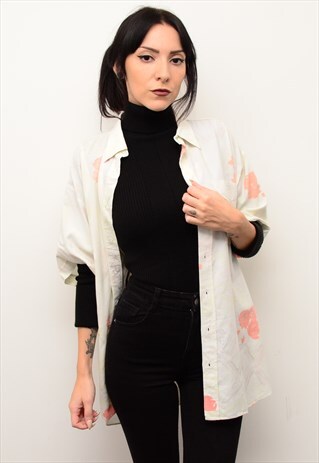 VINTAGE 90'S PALE INDIE CRAZY PATTERNED OVERSIZED SHIRT