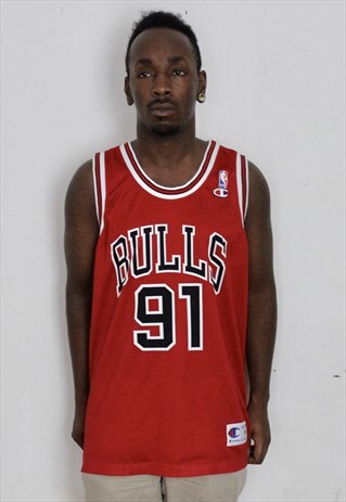 VINTAGE CHAMPION CHICAGO BULLS RODMAN JERSEY L/XL