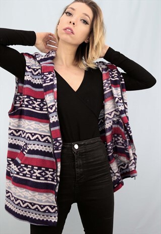 VINTAGE 90S OVERSIZED PATTERNED FLEECE BODY WARMER