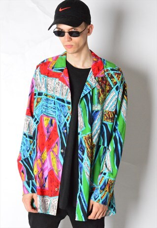 OXBOW SURF VINTAGE 90S COLOURFUL ABSTRACT LONG SLEEVE SHIRT