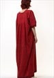 70S VINTAGE RARE AFRICAN OVERSIZED COTTON RED DRESS 5391