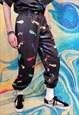 Retro print beam joggers handmade cartoon y2k emoji overalls