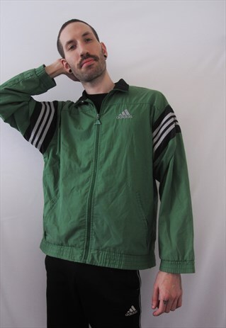 VINTAGE ADIDAS FADED GREEN JACKET STREETWEAR
