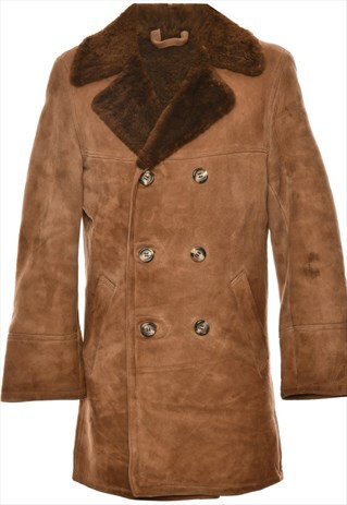 VINTAGE BEYOND RETRO DOUBLE-BREASTED CLASSIC SHEARLING LINED