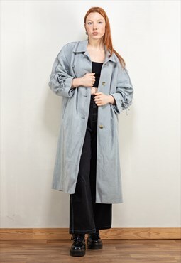 Vintage 80's Women Raglan Sleeve Mac Coat in Grey