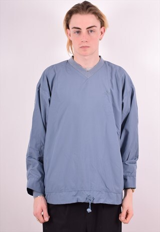ADIDAS MENS VINTAGE TRACKSUIT TOP LARGE BLUE 90S