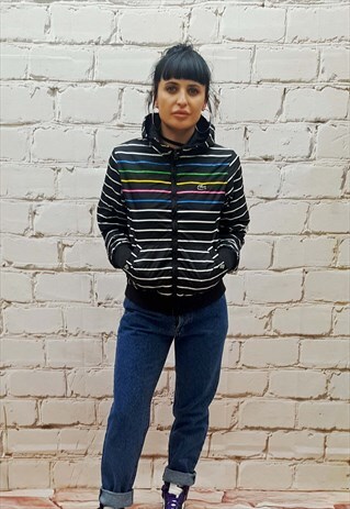 VINTAGE SPORTSWEAR BLACK LACOSTE SHELL WINDBREAKER JACKET