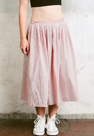 VINTAGE 90S STRIPED MIDI PLEATED SKIRT