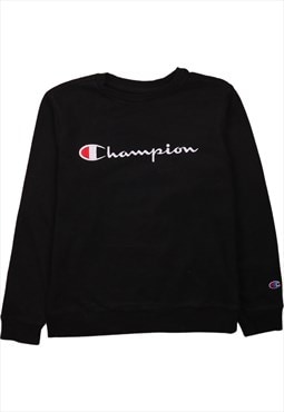 Vintage 90's Champion Sweatshirt Spellout Crew Neck Black