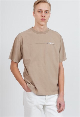 90S VINTAGE BROWN ARMANI CREW NECK SHORT SLEEVE T-SHIRT