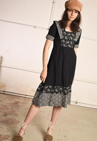 70'S RETRO MIDI BOHO PARIS CHIC SUMMER MIDI DRESS