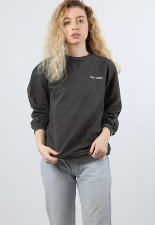 VINTAGE REEBOK XS GREY EMBROIDERED LOGO SWEATSHIRT