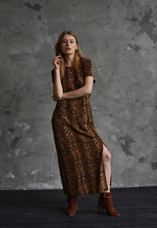90S MAXI TIGER DREAMS VINTAGE DRESS