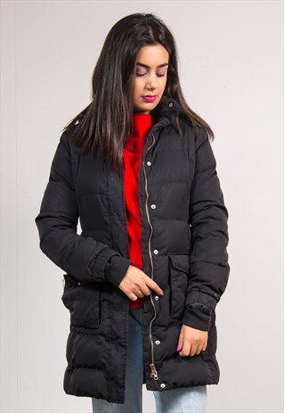 90'S VINTAGE TOMMY HILFIGER BLACK PUFFER PUFFA JACKET COAT