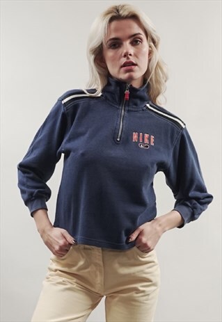 VINTAGE 80'S NAVY/ ORANGE NIKE ZIP-UP SWEATER