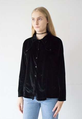 VINTAGE RETRO BLACK VELVET SHIRT