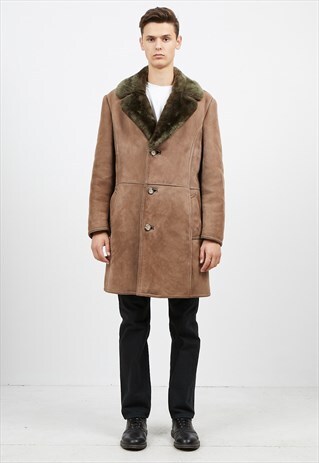 VINTAGE WINTER BROWN SHEARLING LINING COAT