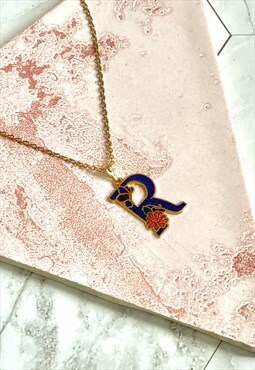 80s 'R' Initial Pendant Floral Necklace Vintage Jewellery