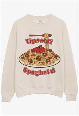 Upsetti Spaghetti Unisex Graphic Sweatshirt in Vanilla 