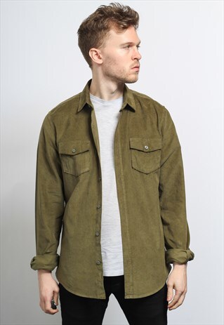 VINTAGE CORDUROY CORD SHIRT GREEN