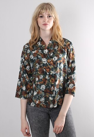 VINTAGE 80S PATTERNED BLOUSE TOP