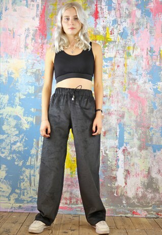 DRAWSTRING TROUSERS IN CHARCOAL GREY CORD
