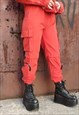 2 PIECE CARGO POCKET SPORT SET UTILITY OVERALLS COMBO ORANGE