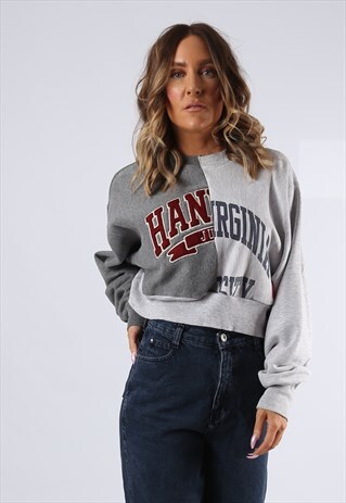 CROPPED SWEATSHIRT JUMPER OVERSIZED PRINT BICH REBORN (H9DK)
