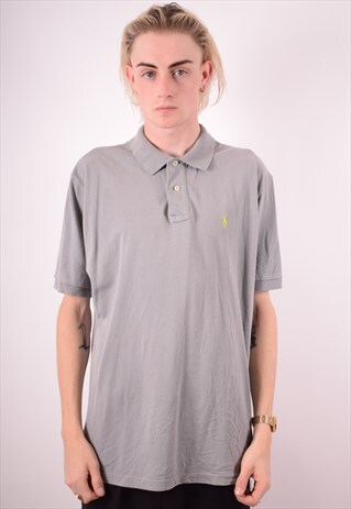 POLO RALPH LAUREN MENS VINTAGE POLO SHIRT XL GREY 90S