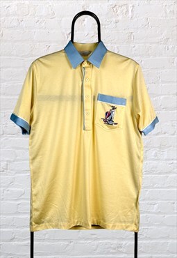 Vintage Gabicci Golf Embroidery Polo Shirt Yellow Medium 