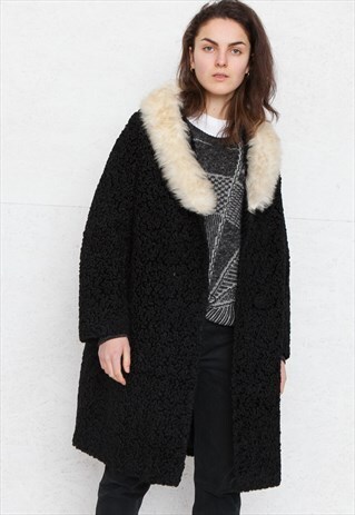 VINTAGE BLACK GRAND FASHIONS COAT