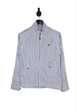 Men's Fred Perry Striped Harrington Jacket Blue Size Small