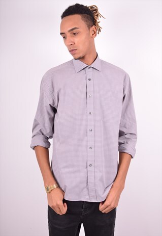 YVES SAINT LAURENT MENS VINTAGE SHIRT LARGE GREY 90'S