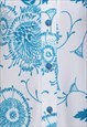 VINTAGE 1970S FLORAL PRINT AQUA BLUE & WHITE SHIRT DRESS - M