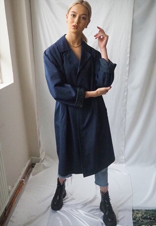 VINTAGE BURBERRY NAVY TRENCH COAT