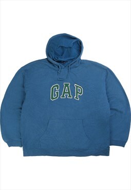 Vintage  Gap Hoodie Spellout Pullover Blue XLarge