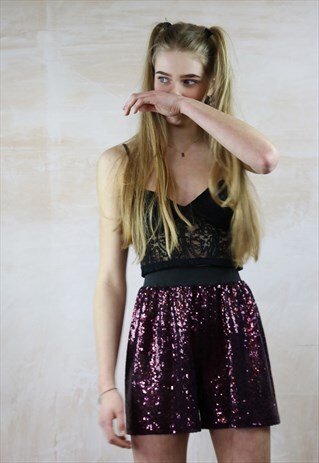 DEEPEST PURPLE GLITTER SEQUIN SHORTS