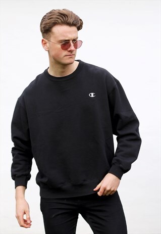 CHAMPION USA MINIMALIST JET BLACK SWEATSHIRT
