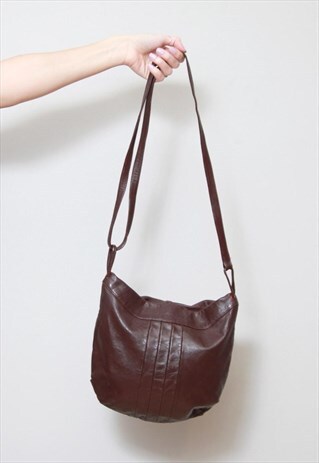 VINTAGE 1980'S BURGANDY LEATHER SHOULDER BAG