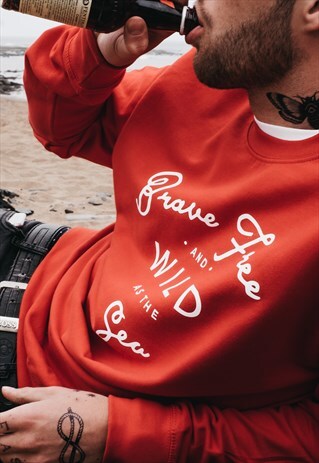 ART DISCO 'BRAVE FREE WILD AS THE SEA' SWEATSHIRT IN RED