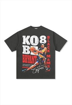 Grey Kobe Graphic Cotton Fans T shirt tee