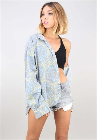 VINTAGE OVERSIZED LONG SLEEVE PATTERNED SHIRT