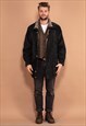 Vintage 90's Men Shearling Parka Coat in Black