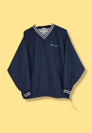 VINTAGE CHAMPION WINDBREAKER SWEATSHIRT IN BLUE S