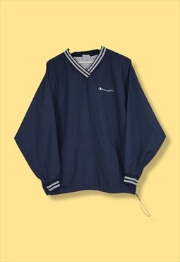 Vintage Champion Windbreaker Sweatshirt in Blue S