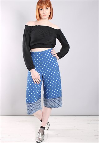 VINTAGE 90S PATTERNED HIGH WAISTED CROPPED CULOTTES