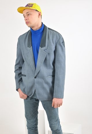 VINTAGE CHECKED BLAZER JACKET