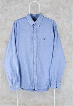 Gant Blue Denim Shirt Long Sleeve Oxford Men's Large 41/42